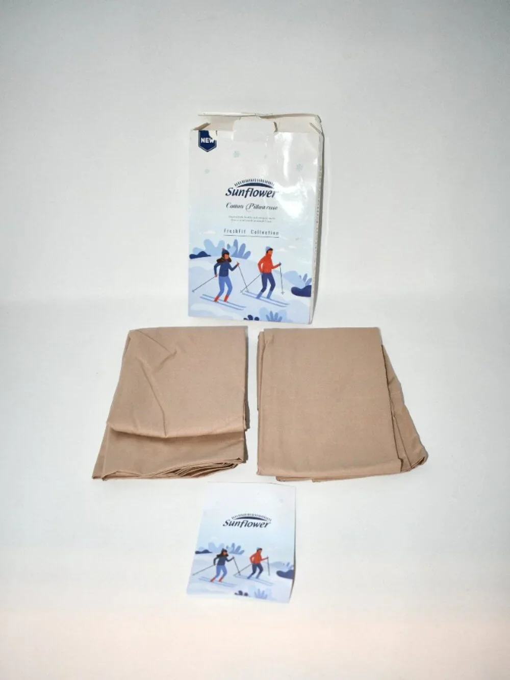 Sunflower 100% Cotton Pillowcases, Queen Size, Set of 2, Light Brown, 20